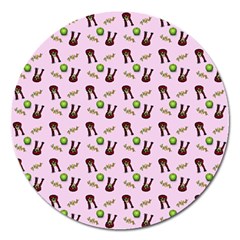 School Girl Pattern Pink Magnet 5  (round) by snowwhitegirl
