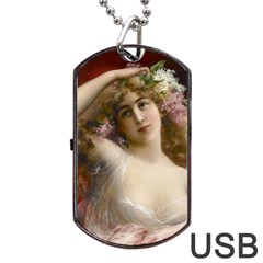 Victorian Lady In Pink Dog Tag Usb Flash (two Sides) by vintage2030
