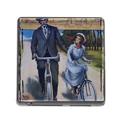 Couple On Bicycle Memory Card Reader (square 5 Slot) by vintage2030