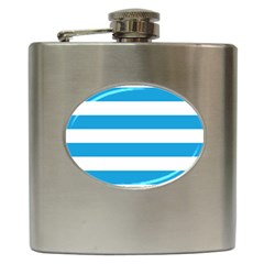 Oktoberfest Bavarian Blue And White Large Cabana Stripes Hip Flask (6 Oz) by PodArtist