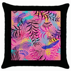 Illustration Reason Leaves Design Throw Pillow Case (black) by Sapixe