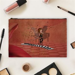 Cute Fairy Dancing On A Piano Cosmetic Bag (large) by FantasyWorld7