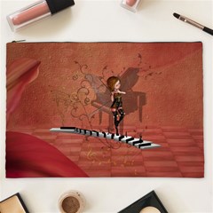 Cute Fairy Dancing On A Piano Cosmetic Bag (xxl) by FantasyWorld7