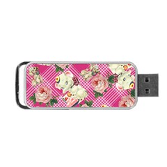 Retro Pets Plaid Pink Portable Usb Flash (one Side) by snowwhitegirl