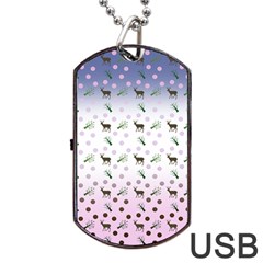 Ombre Deer Pattern Dog Tag Usb Flash (one Side) by snowwhitegirl