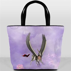 Cute Little Pegasus With Butterflies Bucket Bag by FantasyWorld7