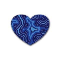 Aboriginal Art - Blue Campsites Heart Coaster (4 Pack)  by hogartharts