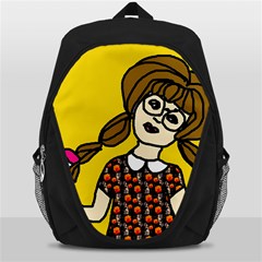 Girl With Popsicle Yellow Background Backpack Bag by snowwhitegirl