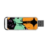 Zombie Retro Girl Black Portable USB Flash (Two Sides) Back