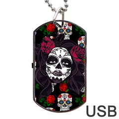 Mexican Skull Lady Dog Tag Usb Flash (one Side) by snowwhitegirl