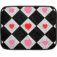 Diamonds Hearts Mosaic Pattern Fleece Blanket (mini) by Simbadda