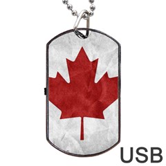 Canada Grunge Flag Dog Tag Usb Flash (one Side) by Valentinaart