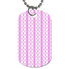 Circles Lines Light Pink White Pattern Dog Tag (two Sides) by BrightVibesDesign