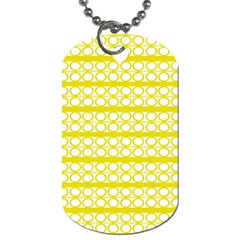 Circles Lines Yellow Modern Pattern Dog Tag (two Sides) by BrightVibesDesign