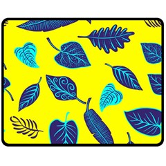 Leaves Pattern Picture Detail Double Sided Fleece Blanket (medium)  by Simbadda