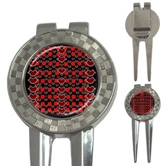 Red Lips And Roses Just For Love 3-in-1 Golf Divots by pepitasart