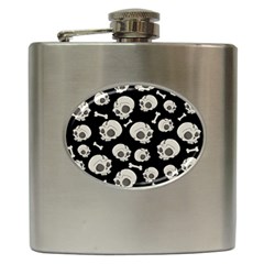 Halloween Skull Pattern Hip Flask (6 Oz) by Valentinaart
