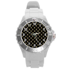 Venetian Mask Motif Pattern 1 Round Plastic Sport Watch (l) by dflcprintsclothing