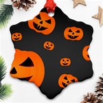 Halloween Pumpkin Autumn Fall Snowflake Ornament (Two Sides) Back
