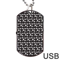 Pattern Skull Bones Halloween Gothic On Black Background Dog Tag Usb Flash (two Sides) by genx