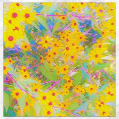 Pretty Yellow And Red Flowers With Turquoise Canvas 16  X 16  by myrubiogarden