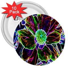Abstract Garden Peony In Black And Blue 3  Buttons (10 Pack)  by myrubiogarden