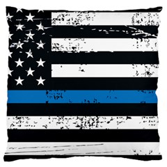 I Back The Blue The Thin Blue Line With Grunge Us Flag Large Cushion Case (one Side) by snek