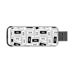 Tape Cassette 80s Retro Genx Pattern Black And White Portable Usb Flash (two Sides) by genx