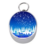 Snowflakes Snowy Landscape Reindeer Mini Silver Compasses Front