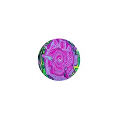 Groovy Pink, Blue And Green Abstract Liquid Art 1  Mini Buttons by myrubiogarden