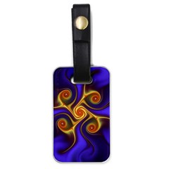 Fractal Neon Blue Bright Fantasy Luggage Tags (one Side)  by Wegoenart