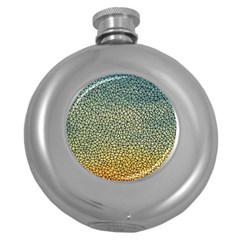 Background Cubism Mosaic Vintage Round Hip Flask (5 Oz) by Wegoenart