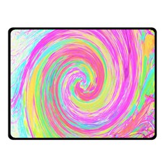 Groovy Abstract Pink And Blue Liquid Swirl Painting Double Sided Fleece Blanket (small)  by myrubiogarden