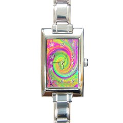 Groovy Abstract Purple And Yellow Liquid Swirl Rectangle Italian Charm Watch by myrubiogarden
