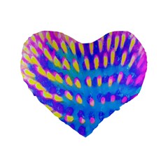 Pink, Blue And Yellow Abstract Coneflower Standard 16  Premium Heart Shape Cushions by myrubiogarden