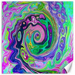 Groovy Abstract Aqua And Navy Lava Liquid Swirl Canvas 16  X 16  by myrubiogarden