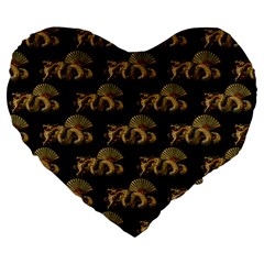 Dragon Motif Print Pattern Large 19  Premium Heart Shape Cushions by dflcprintsclothing