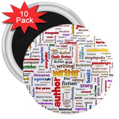 Writing Author Motivation Words 3  Magnets (10 Pack)  by Pakrebo