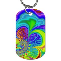 Fractal Neon Art Artwork Fantasy Dog Tag (two Sides) by Pakrebo