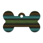 Stripes Teal Yellow Brown Grey Dog Tag Bone (Two Sides) Front