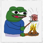 Apu Apustaja roasting a snail on a campfire Pepe the frog PepeTheFrog The Helper Kekistan Canvas 12  x 12  11.4 x11.56  Canvas - 1