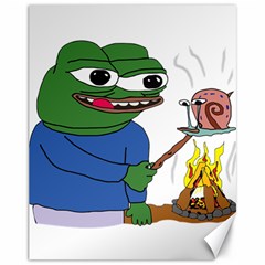 Apu Apustaja Roasting A Snail On A Campfire Pepe The Frog Pepethefrog The Helper Kekistan Canvas 11  X 14  by snek
