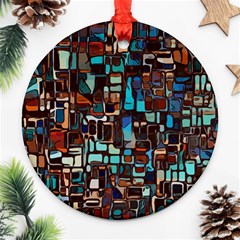 Stained Glass Mosaic Abstract Round Ornament (two Sides) by Pakrebo
