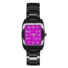 Magenta Mosaic Pattern Triangle Stainless Steel Barrel Watch by Pakrebo