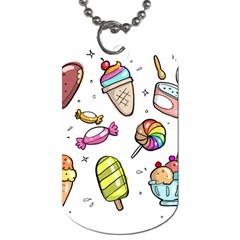 Doodle Cartoon Drawn Cone Food Dog Tag (one Side) by Pakrebo