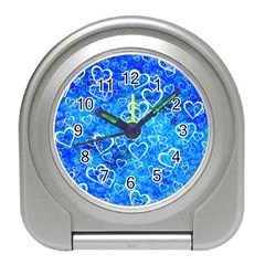 Valentine Heart Love Blue Travel Alarm Clock by Mariart