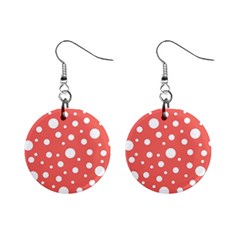 Polka Dot On Living Coral Mini Button Earrings by LoolyElzayat