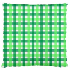 Sweet Pea Green Gingham Large Cushion Case (one Side) by WensdaiAmbrose