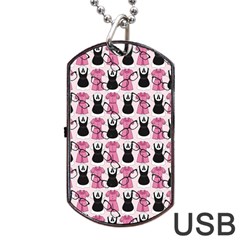 Waitress Uniform Dresses Nerdy Glasses Pattern Pink Dog Tag Usb Flash (two Sides) by snowwhitegirl