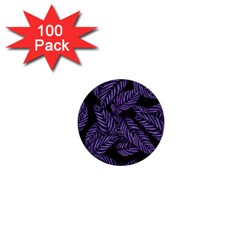 Tropical Leaves Purple 1  Mini Buttons (100 Pack)  by snowwhitegirl